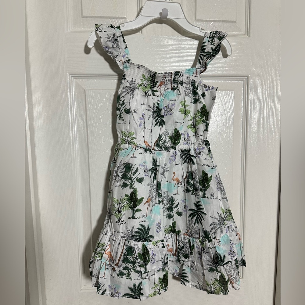 Janie and Jack Green and White Tropical Kids Dress